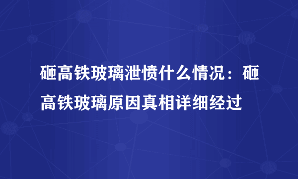 砸高铁玻璃泄愤什么情况：砸高铁玻璃原因真相详细经过