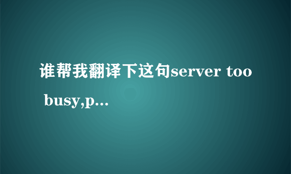 谁帮我翻译下这句server too busy,please try again later.啊？