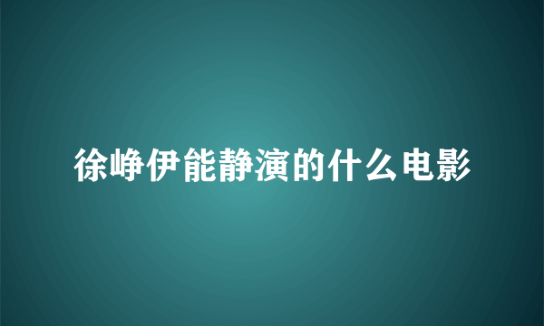 徐峥伊能静演的什么电影