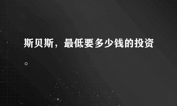 斯贝斯，最低要多少钱的投资。