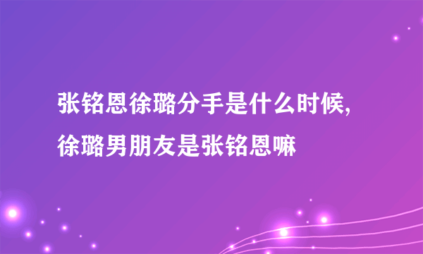 张铭恩徐璐分手是什么时候,徐璐男朋友是张铭恩嘛