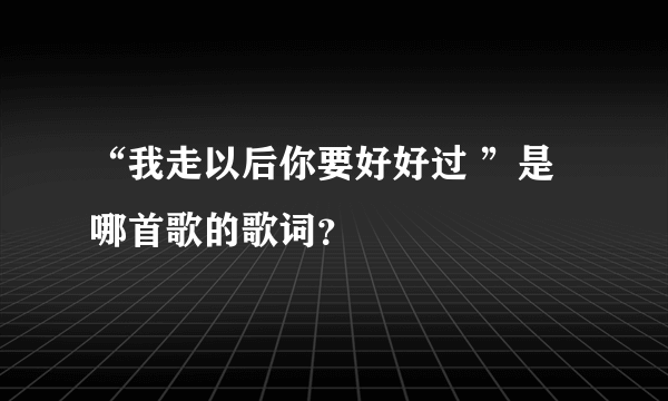 “我走以后你要好好过 ”是哪首歌的歌词？