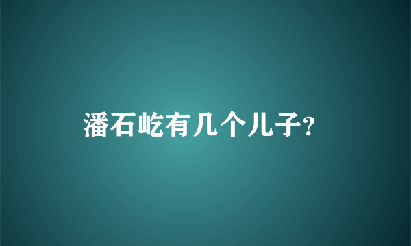 潘石屹有几个儿子？