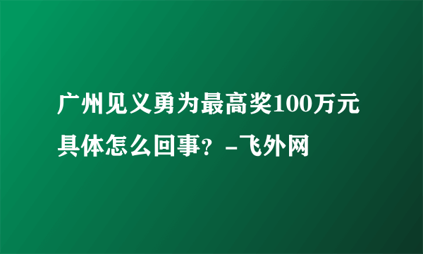 广州见义勇为最高奖100万元 具体怎么回事？-飞外网