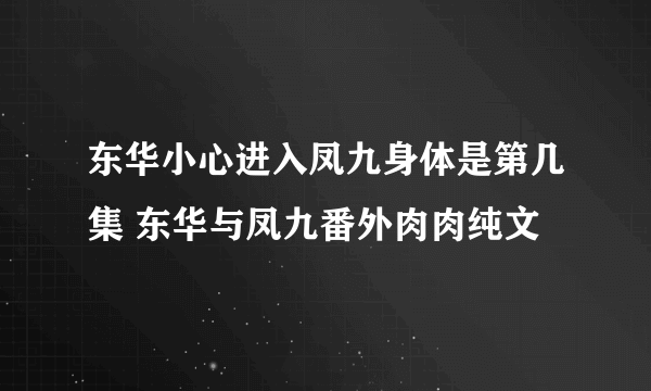 东华小心进入凤九身体是第几集 东华与凤九番外肉肉纯文