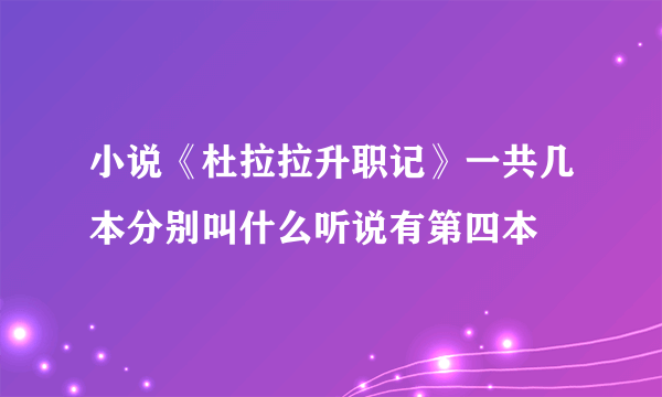 小说《杜拉拉升职记》一共几本分别叫什么听说有第四本