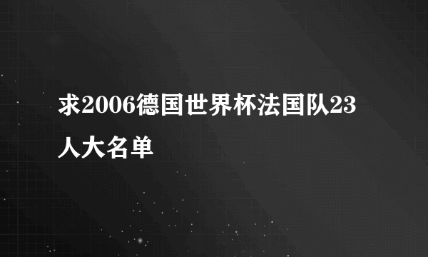 求2006德国世界杯法国队23人大名单