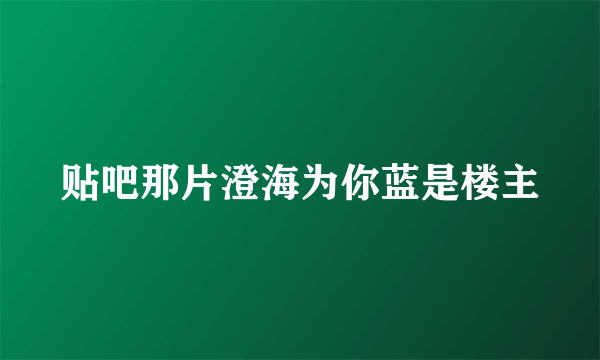 贴吧那片澄海为你蓝是楼主