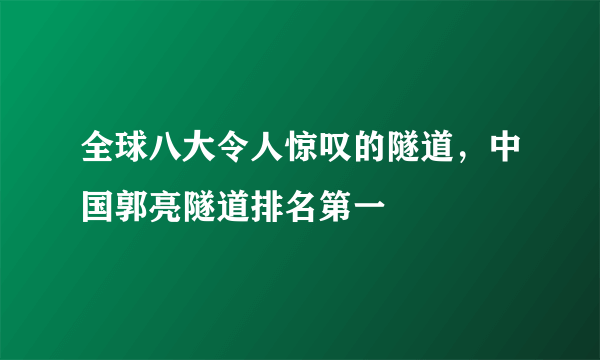 全球八大令人惊叹的隧道，中国郭亮隧道排名第一