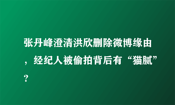 张丹峰澄清洪欣删除微博缘由，经纪人被偷拍背后有“猫腻”？