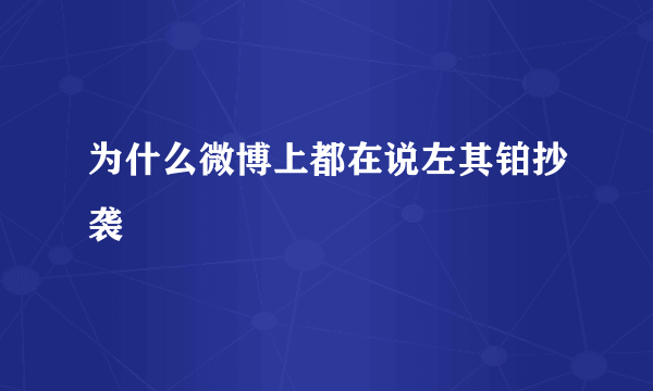 为什么微博上都在说左其铂抄袭