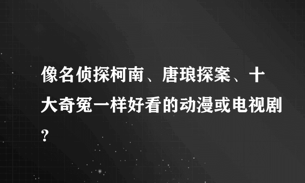 像名侦探柯南、唐琅探案、十大奇冤一样好看的动漫或电视剧?