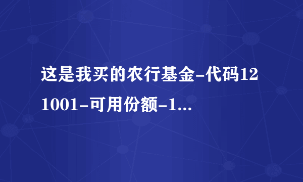 这是我买的农行基金-代码121001-可用份额-166.62 单位T-1日净值-1.131T-1日市值188