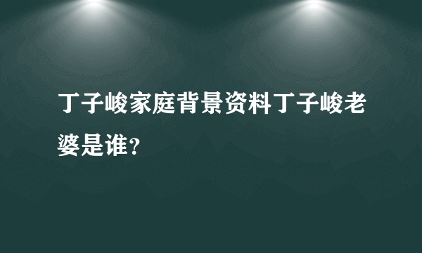 丁子峻家庭背景资料丁子峻老婆是谁？