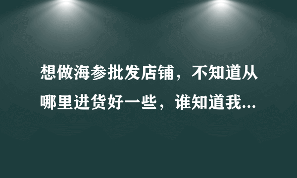 想做海参批发店铺，不知道从哪里进货好一些，谁知道我该怎么去操作~