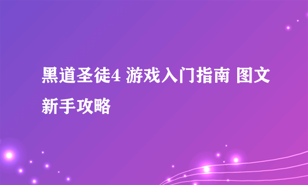 黑道圣徒4 游戏入门指南 图文新手攻略