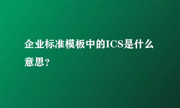 企业标准模板中的ICS是什么意思？