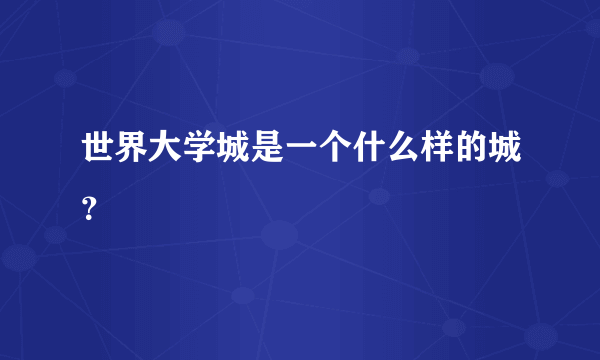 世界大学城是一个什么样的城？