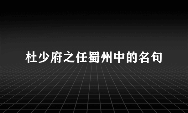 杜少府之任蜀州中的名句