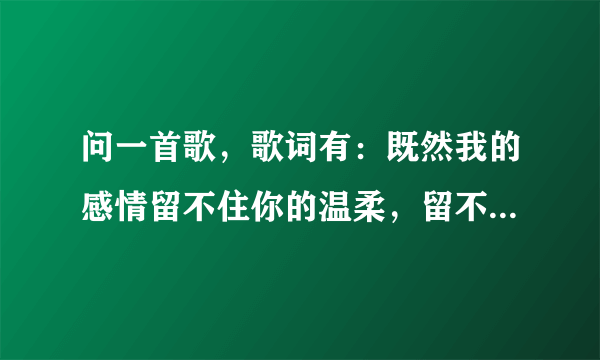 问一首歌，歌词有：既然我的感情留不住你的温柔，留不住你的温柔