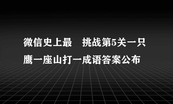 微信史上最囧挑战第5关一只鹰一座山打一成语答案公布