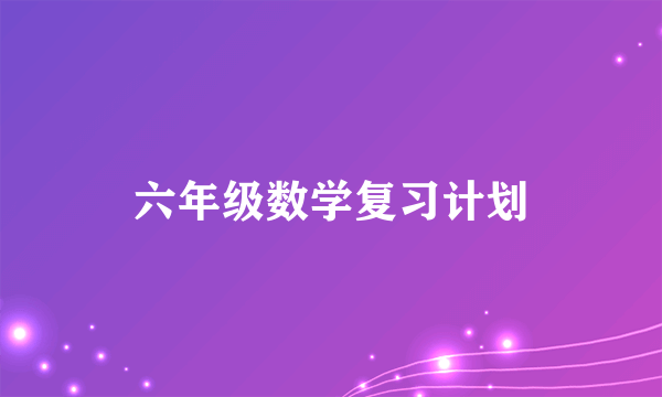 六年级数学复习计划