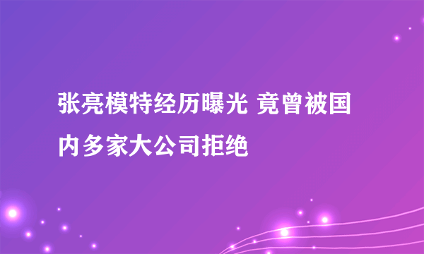 张亮模特经历曝光 竟曾被国内多家大公司拒绝