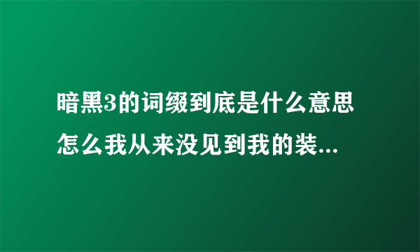 暗黑3的词缀到底是什么意思 怎么我从来没见到我的装备上又什么之什么妖邪必败