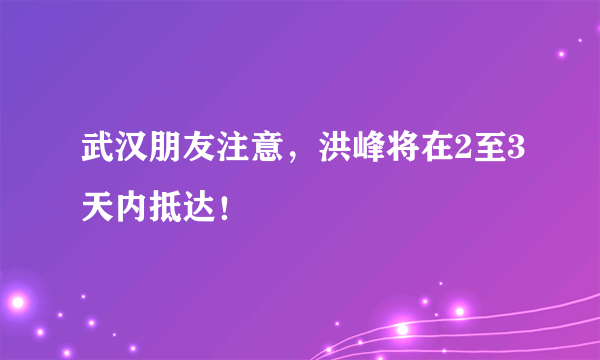 武汉朋友注意，洪峰将在2至3天内抵达！