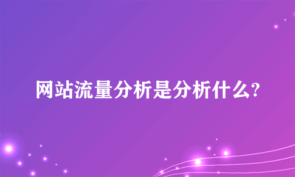 网站流量分析是分析什么?