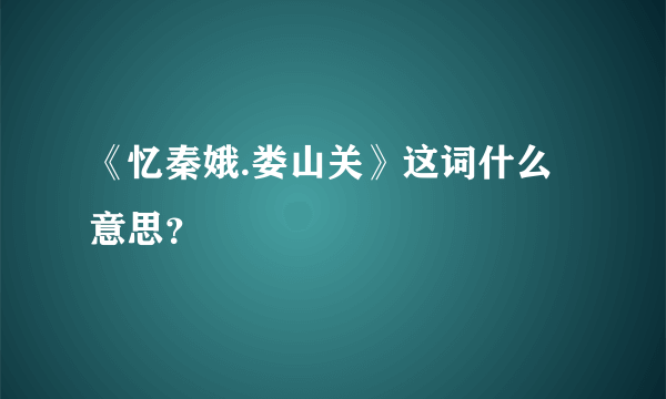 《忆秦娥.娄山关》这词什么意思？