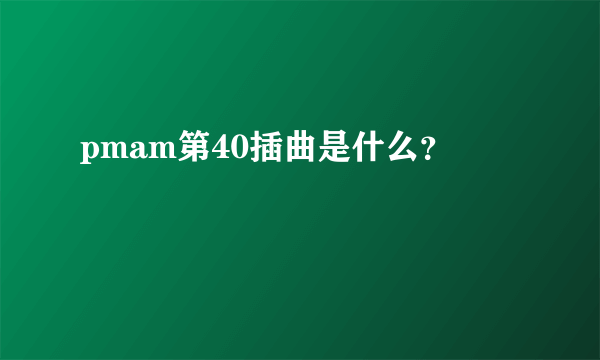 pmam第40插曲是什么？