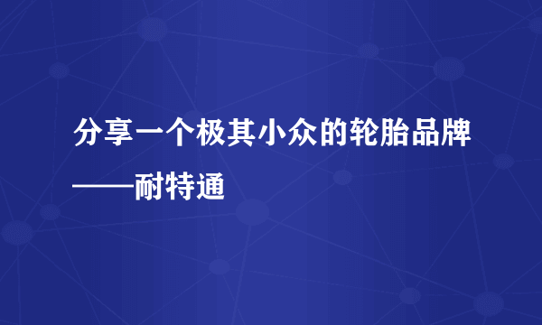 分享一个极其小众的轮胎品牌——耐特通