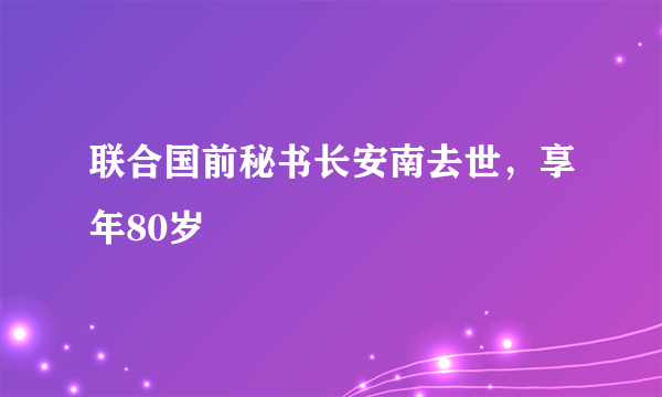 联合国前秘书长安南去世，享年80岁