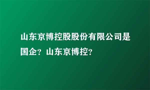 山东京博控股股份有限公司是国企？山东京博控？