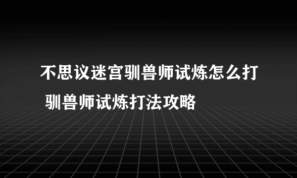 不思议迷宫驯兽师试炼怎么打 驯兽师试炼打法攻略