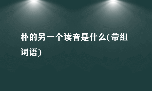 朴的另一个读音是什么(带组词语)