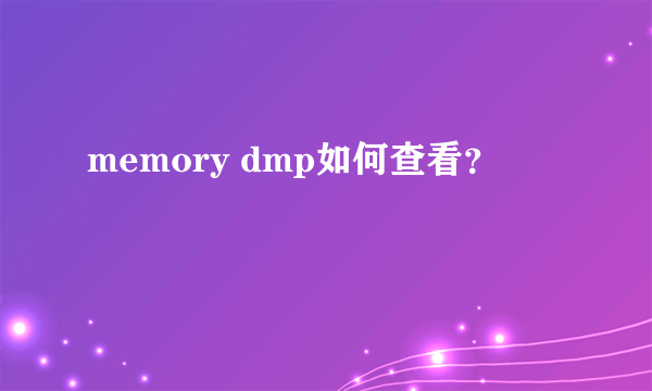 memory dmp如何查看？