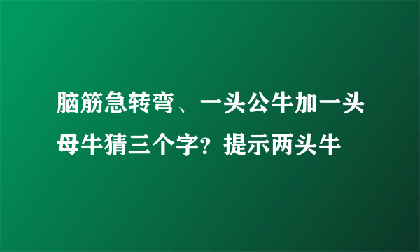 脑筋急转弯、一头公牛加一头母牛猜三个字？提示两头牛