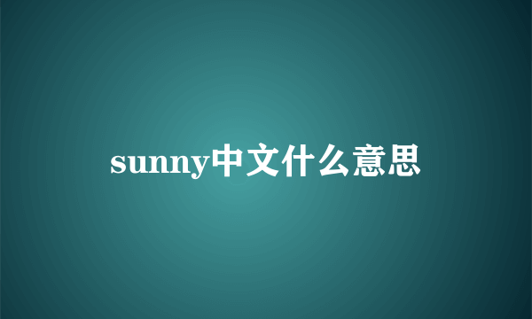 sunny中文什么意思