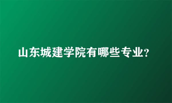 山东城建学院有哪些专业？