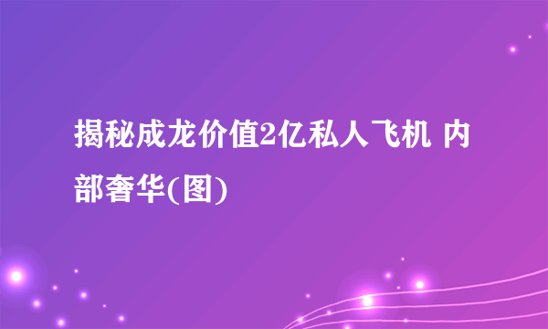 揭秘成龙价值2亿私人飞机 内部奢华(图)