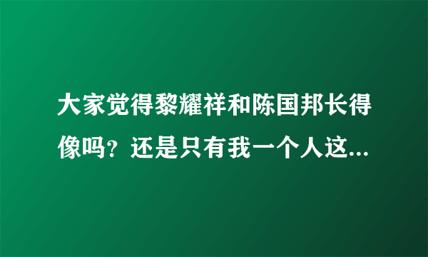 大家觉得黎耀祥和陈国邦长得像吗？还是只有我一个人这么觉得？