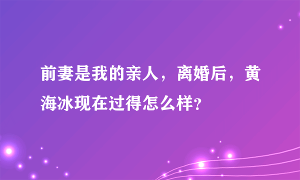 前妻是我的亲人，离婚后，黄海冰现在过得怎么样？