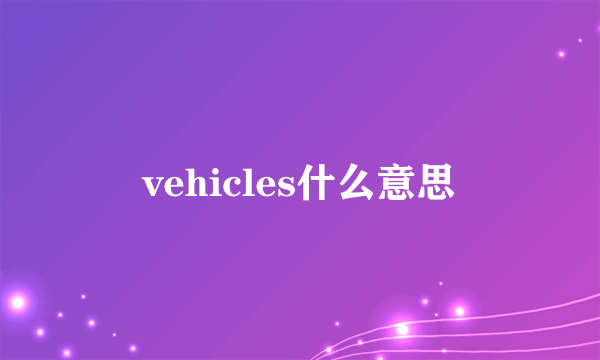 vehicles什么意思