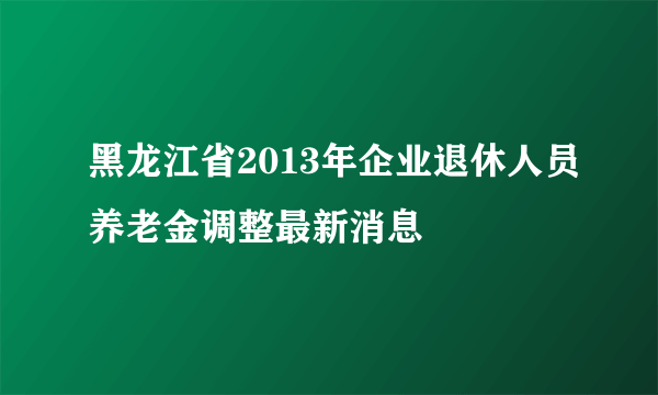 黑龙江省2013年企业退休人员养老金调整最新消息