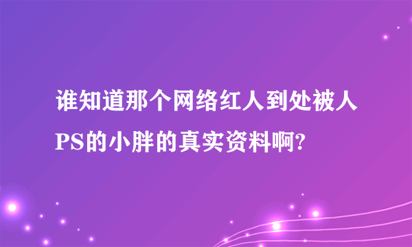 谁知道那个网络红人到处被人PS的小胖的真实资料啊?