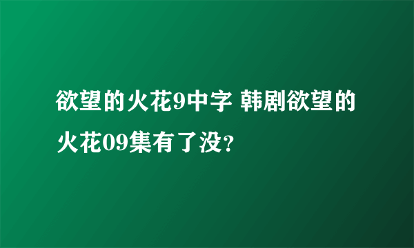 欲望的火花9中字 韩剧欲望的火花09集有了没？