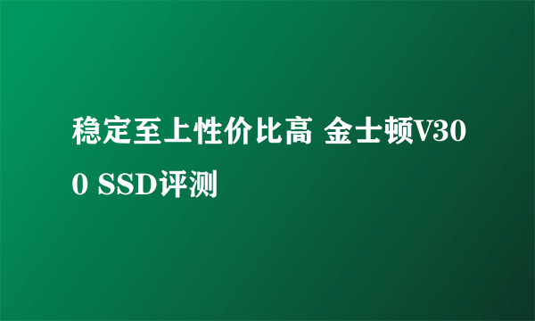 稳定至上性价比高 金士顿V300 SSD评测