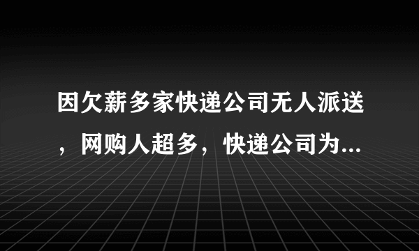 因欠薪多家快递公司无人派送，网购人超多，快递公司为何不赚钱？